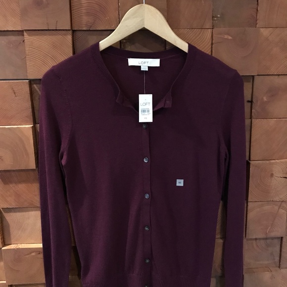Ann Taylor Loft Sweater Cardigan Plum, XS NEW! - Picture 2 of 4
